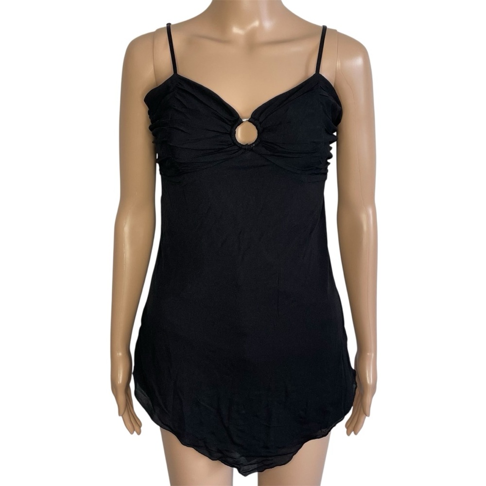 Vintage Y2K No Boundaries Solid Black V-Neck Strappy Sleeve Fairycore Tank Top